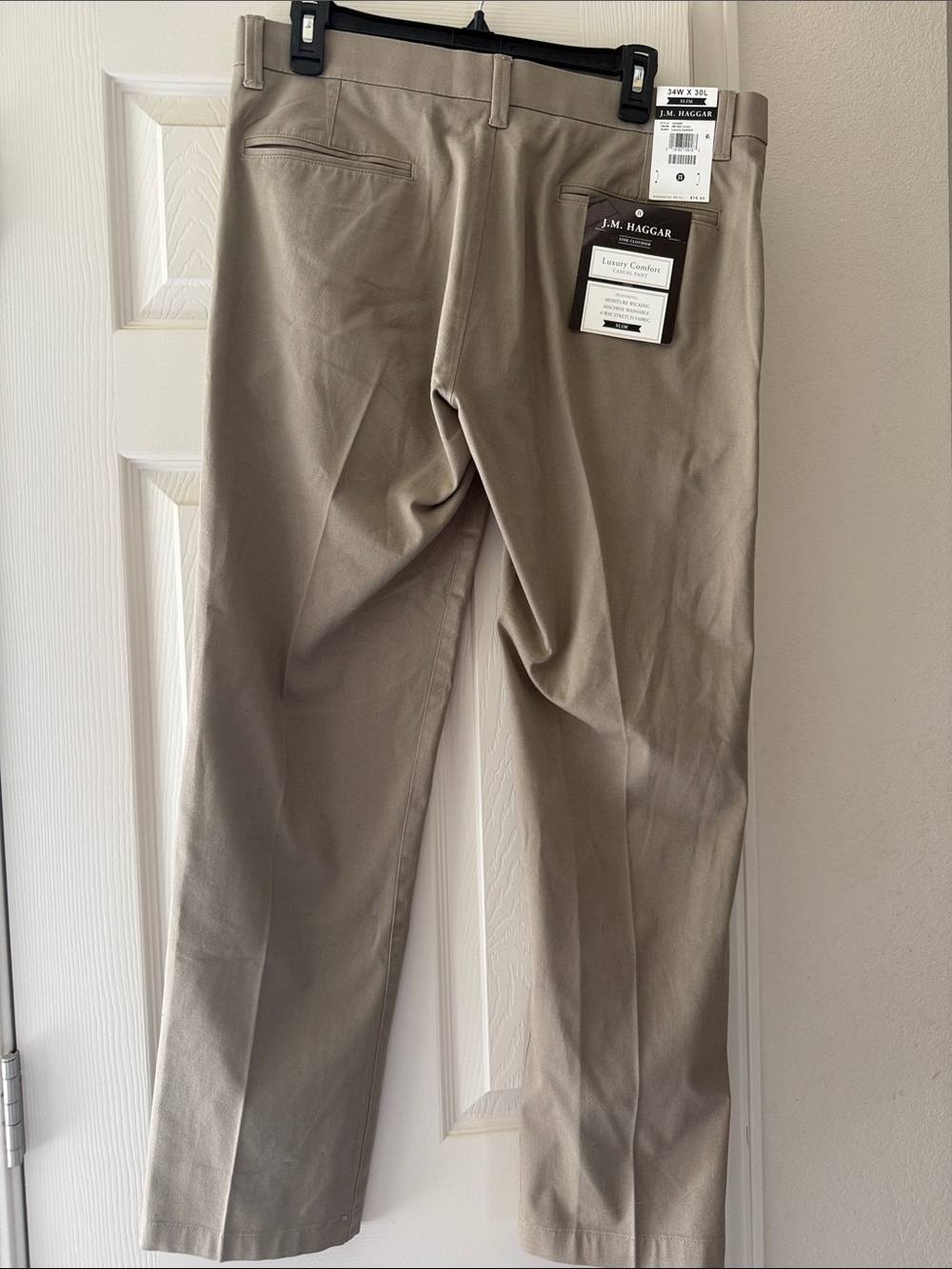 Haggar Men's Khaki/Tan Stretch Chinos - Flat Front